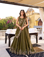 Regal Olive Green Embroidered Bridesmaid Lehenga Choli