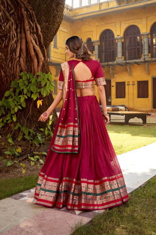 Ethereal Elegance Pure Chanderi Zari Woven Luxury Lehenga Set
