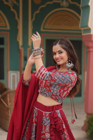 Printed Readymade Rayon Designer Navratri Lehenga Choli