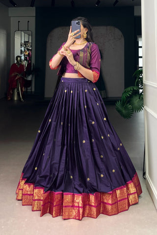 Premium Poly Cotton Zari Woven Lehenga Set – Perfect for Weddings & Celebrations