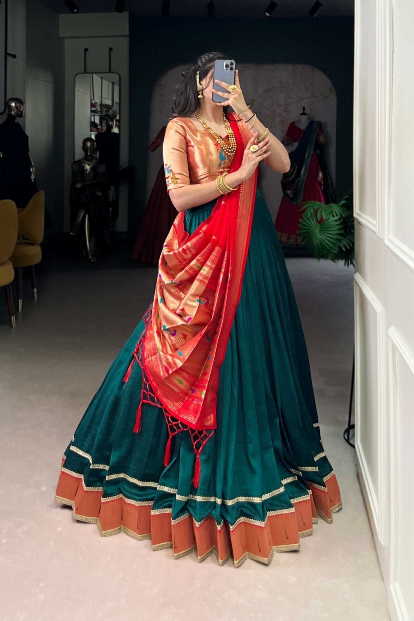 Paithani Jacquard Silk Lehenga Choli Set With Zari Weaving & Tassel Dupatta – Festive Special