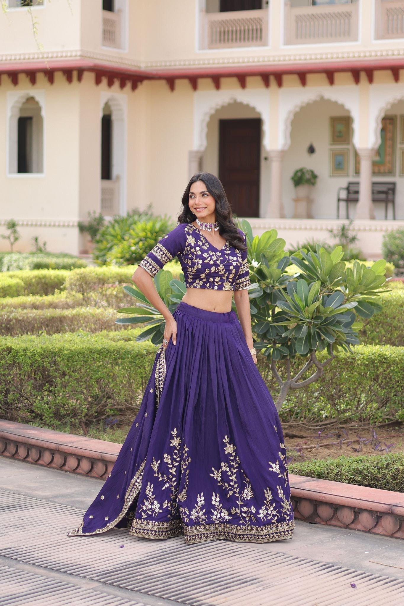 Regal Vichitra Silk Lehenga Choli With Heavy Zari And Sequin Embroidery