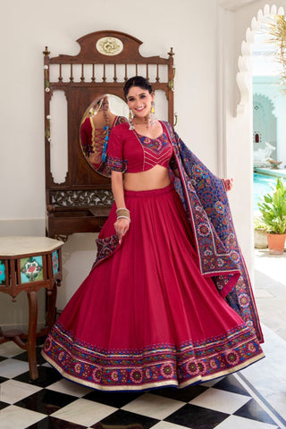 Gamthi Print Embossed Designer Beautiful Lehenga Choli