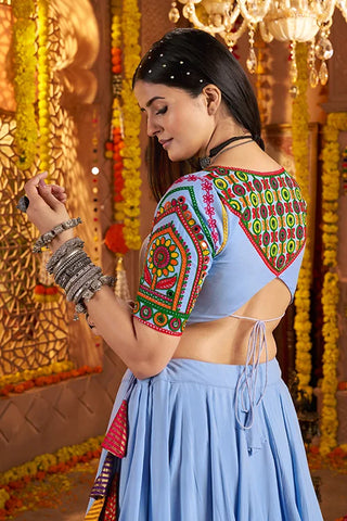 Navratri Special Trendy Light Blue Chaniya Choli Design