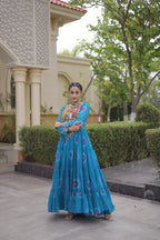 Festive Wear Faux Georgette Bandhani Print Kutchi Patchwork Gown

