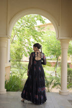 Festive Wear Faux Georgette Bandhani Print Kutchi Patchwork Gown
