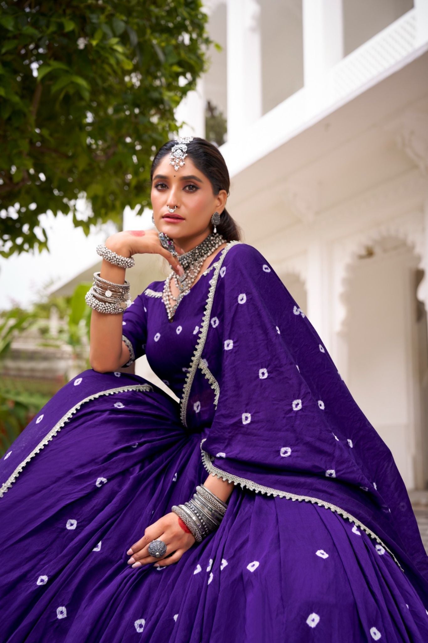 Traditional Bandhej Print Pure Chanderi Beautiful lehenga Choli