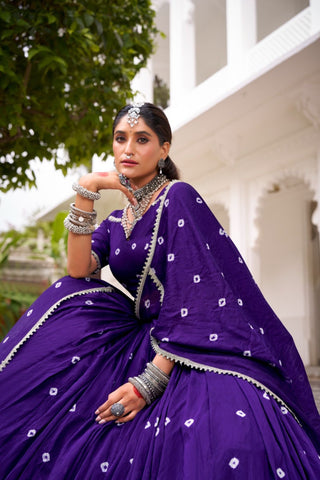 Traditional Bandhej Print Pure Chanderi Beautiful lehenga Choli