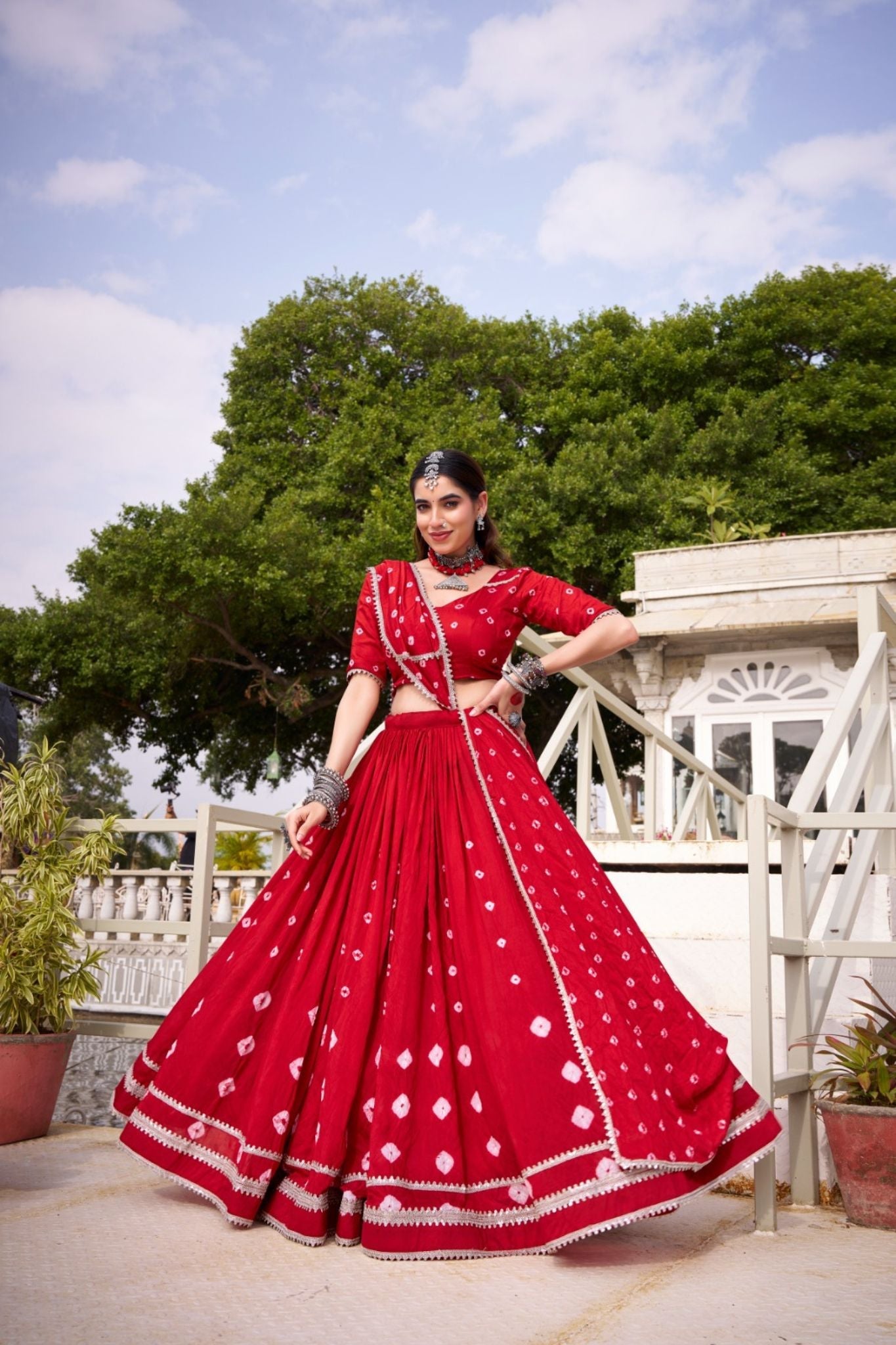 Traditional Bandhej Print Pure Chanderi Beautiful lehenga Choli