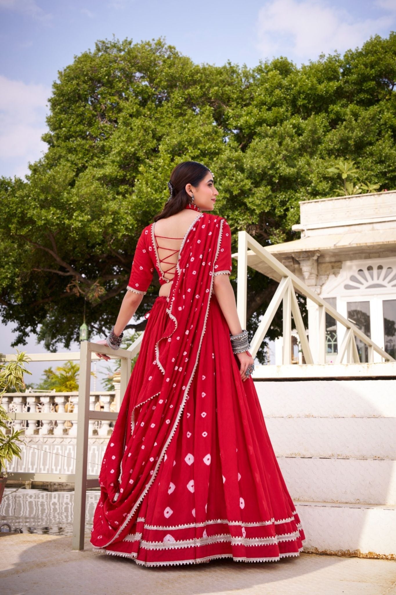 Traditional Bandhej Print Pure Chanderi Beautiful lehenga Choli