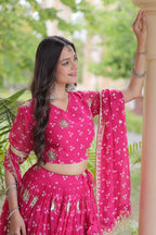 Royal Faux Georgette Bandhej Print Gota Patti Navratri Lehenga Choli
