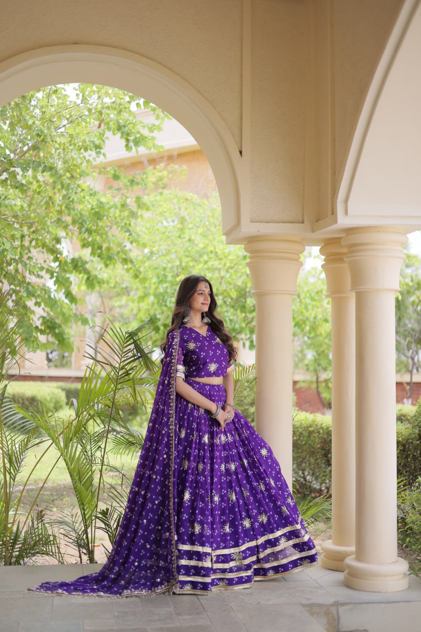 Royal Faux Georgette Bandhej Print Gota Patti Navratri Lehenga Choli
