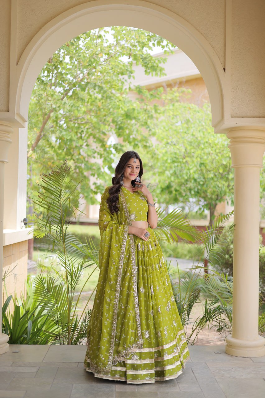 Royal Faux Georgette Bandhej Print Gota Patti Navratri Lehenga Choli

