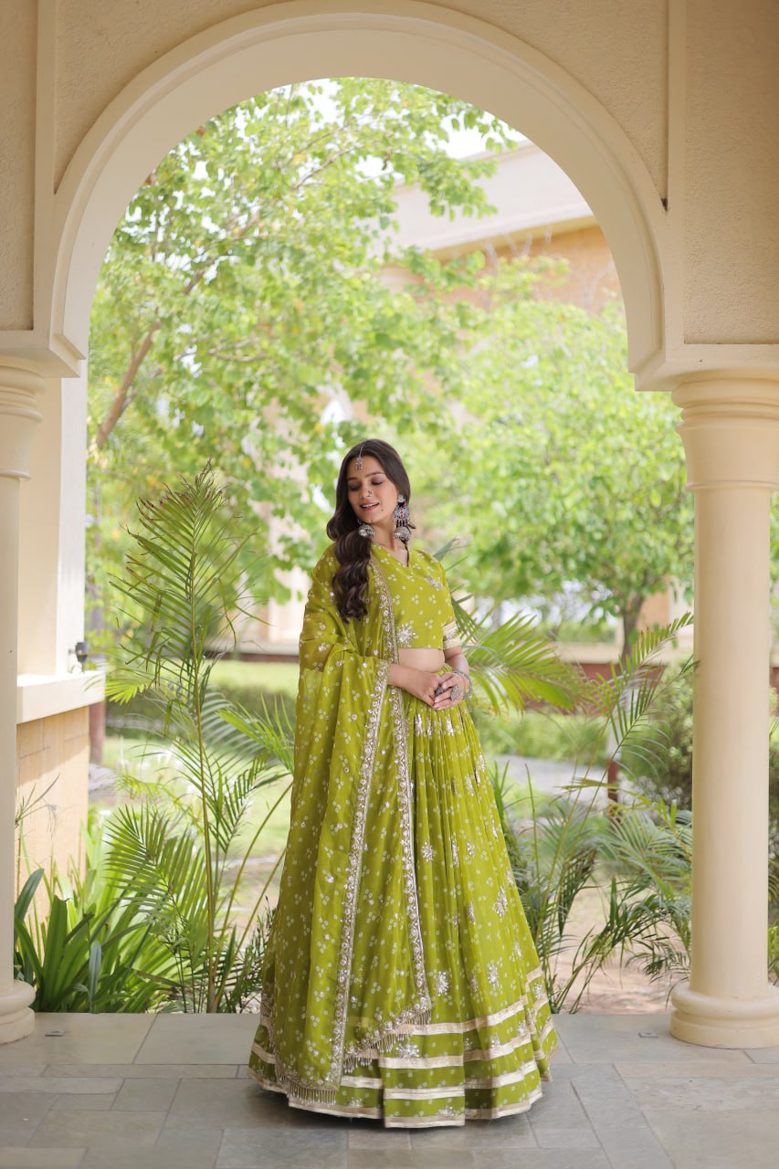 Royal Faux Georgette Bandhej Print Gota Patti Navratri Lehenga Choli
