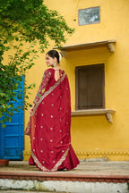 Beautiful Multi Tread Designer Special Wedding And Festive Gown With Dupatta Set