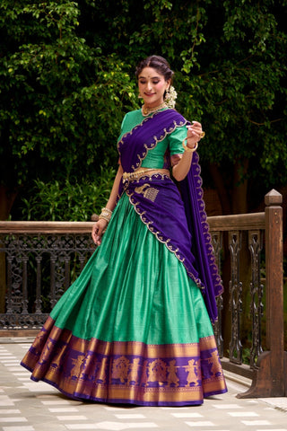 Poly Cotton Zari Weaving Work Beautiful Lehenga Choli
