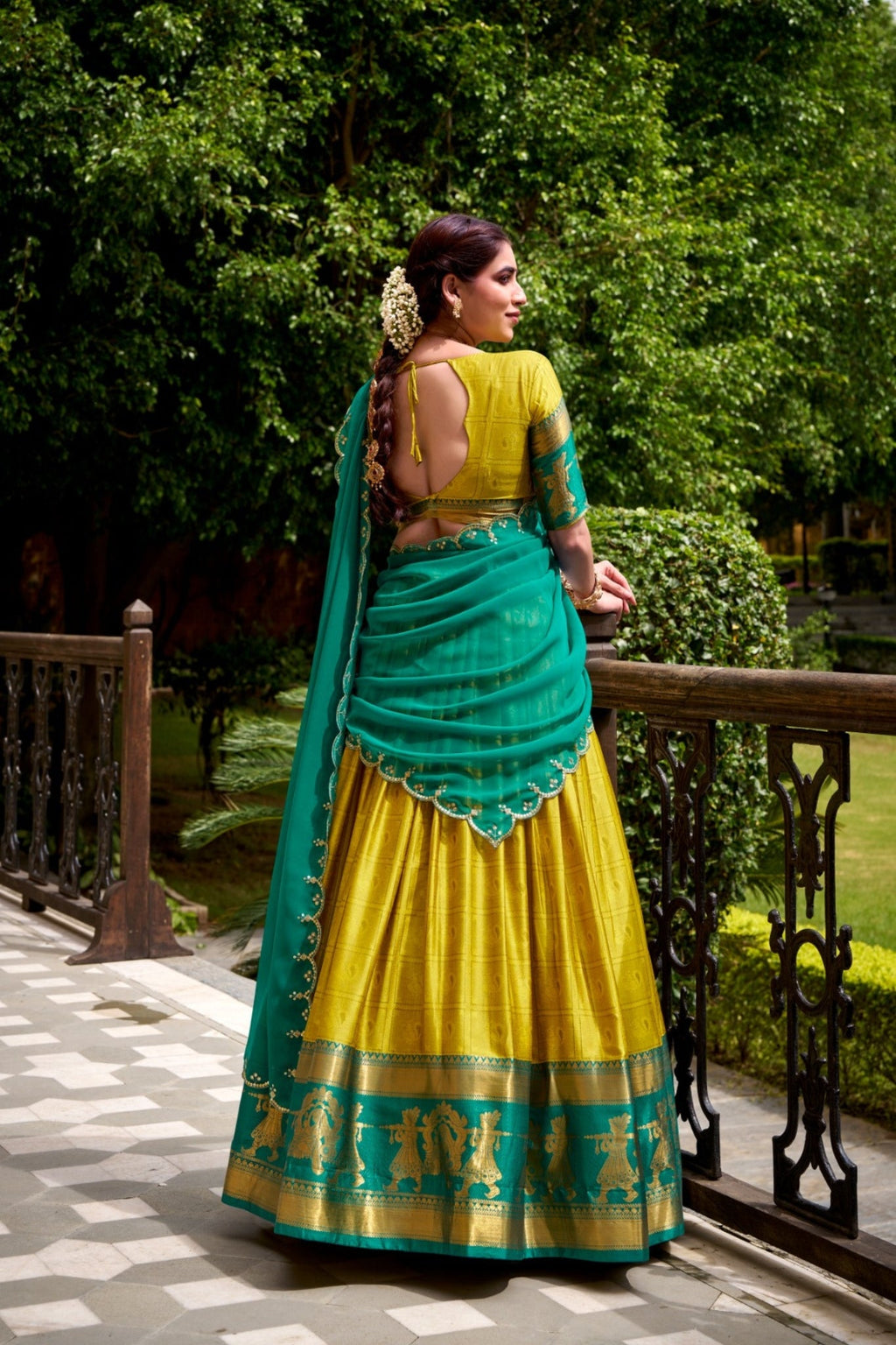 Poly Cotton Zari Weaving Work Beautiful Lehenga Choli