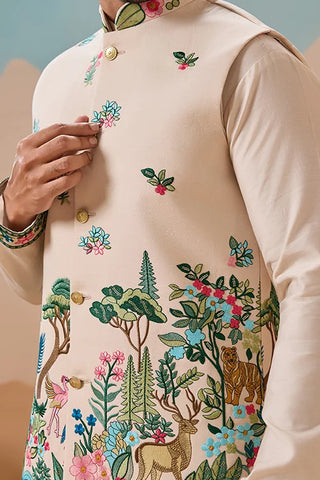 Latest Beige Color Koti Kurta Set for Mens Wear Collection