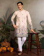 Beige Embroidered Work Beautiful Kurta for Men