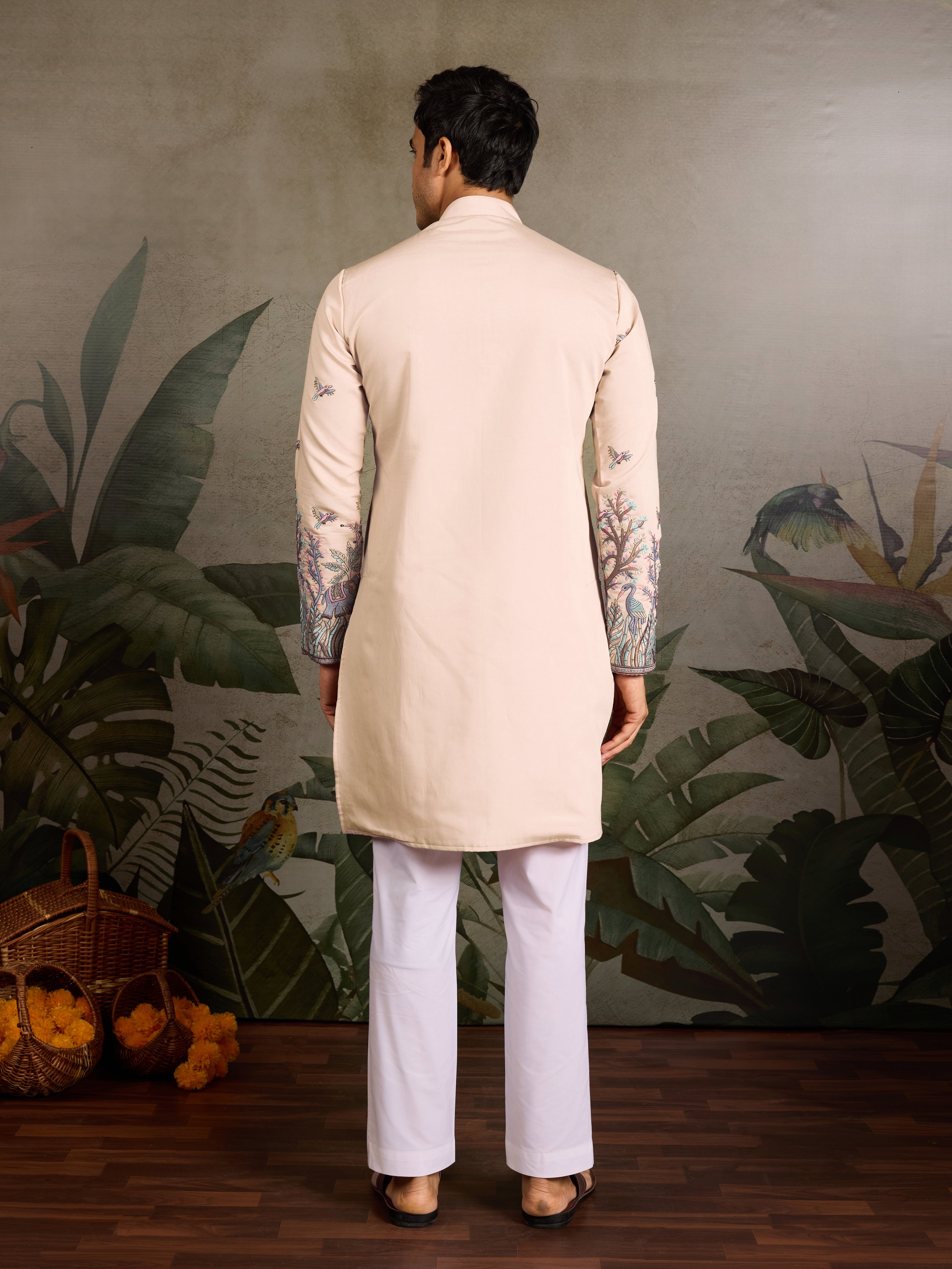 Beige Embroidered Work Beautiful Kurta for Men