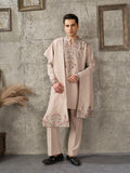 Trendy Beige Japanese Lachka Thread Sequin Kurta Dupatta Set for Men
