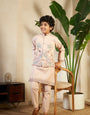 Beige Traditional embroidered Koti Kurta for boys