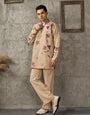 Beige V Neck Embroidered Kurta Set | Tulip Designer