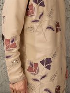 Beige Japanese Lachka Embroidered Kurta Set For Ethnic Wear
