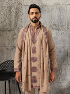 Royal Beige Japanese Lachka Festive Kurta Dupatta Set For Men
