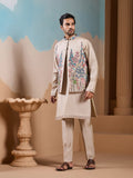 Elegant Fashionable Beige Koti Kurta Set for Mens Wear
