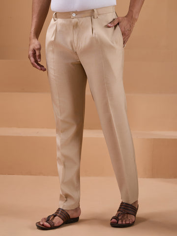 Beige Color Embroidered and Sequence Mens Kurta Jacket and Pant Set