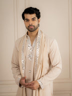 Beige Armani Lachka Mirror Kurta Dupatta Set | Tulip Designer
