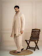 Beige Armani Lachka Mirror Kurta Dupatta Set | Tulip Designer
