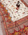 Glamorous Beige Pashmina Saree With Pulsating Blouse Piece