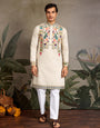 Beige Color Special Embroidered Kurta for Mens Wear