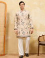 Graceful Beige Viscose Silk Kurta and Pant Set for Special Occasions