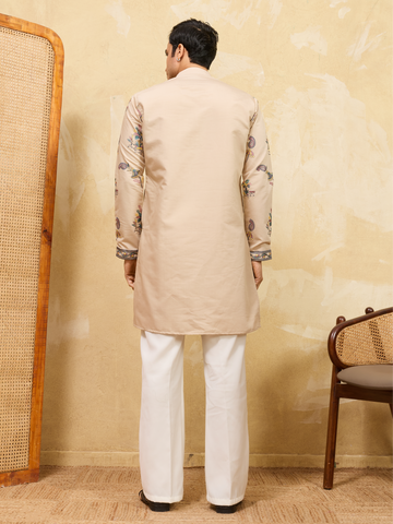 Graceful Beige Viscose Silk Kurta and Pant Set for Special Occasions