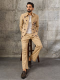 Exclusive Beige Velvet Mirror Work Bomber Jacket Set
