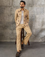 Exclusive Beige Velvet Mirror Work Bomber Jacket Set