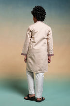 Perfect Beige Viscose Silk Kurta & Pant For Festive Wear
