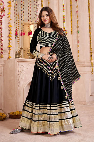 Black Chaniya Choli with Gamthi Lace for Navratri