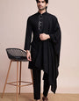 Black Designer Kurta Set with Mirror Work for Men