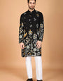 Black Designer Viscose Rayon Men's Kurta Online