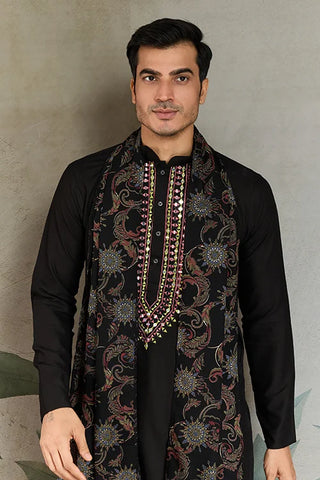 Royal Black Mirror Kurta with Dupatta Set for Wedding Functions
