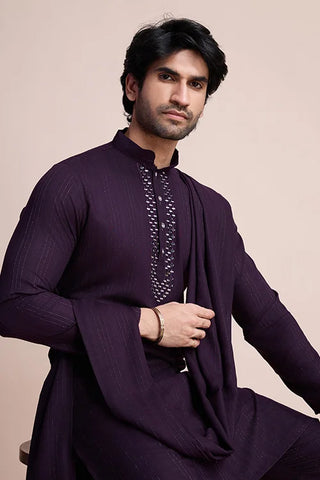 Purple Viscose Designer Kurta with Pant & Dupatta