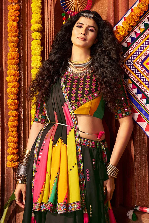 Navratri Special Black Mirror Chaniya Choli Set