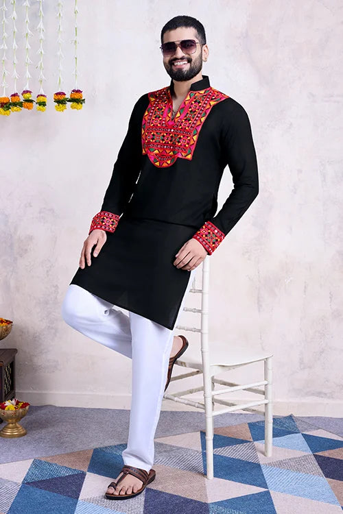 Black Navratri Special Men's Wear Kurta Collection