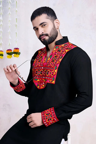 Black Navratri Special Men's Wear Kurta Collection