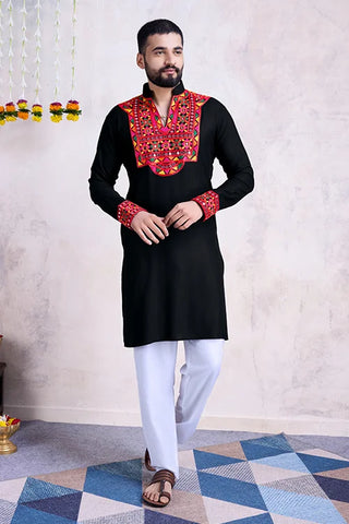 Black Navratri Special Men's Wear Kurta Collection