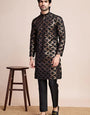 Royal Black Color Silk Kurta with Heavy Thread & Hand Work